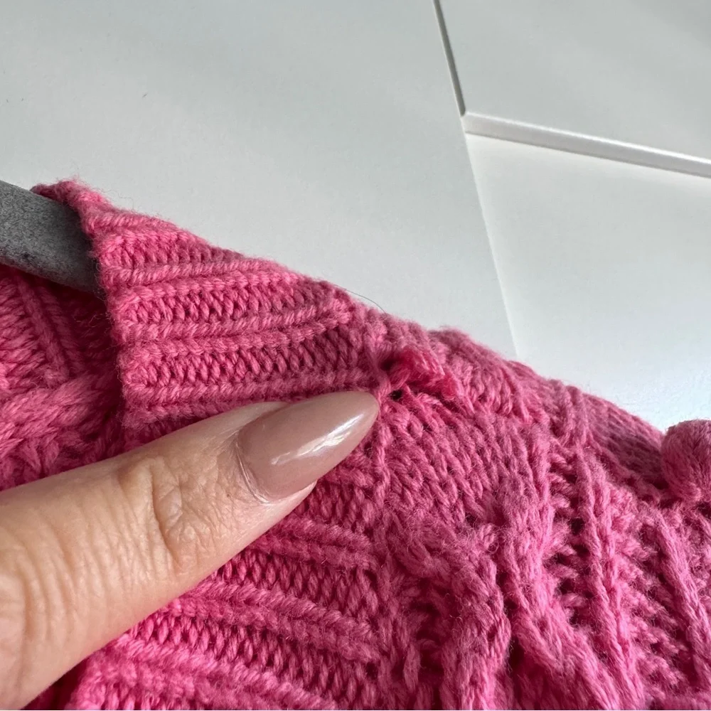 Alice + Olivia Pink Kitty Puff-Sleeve Cardigan Size Large - Picture 10 of 11